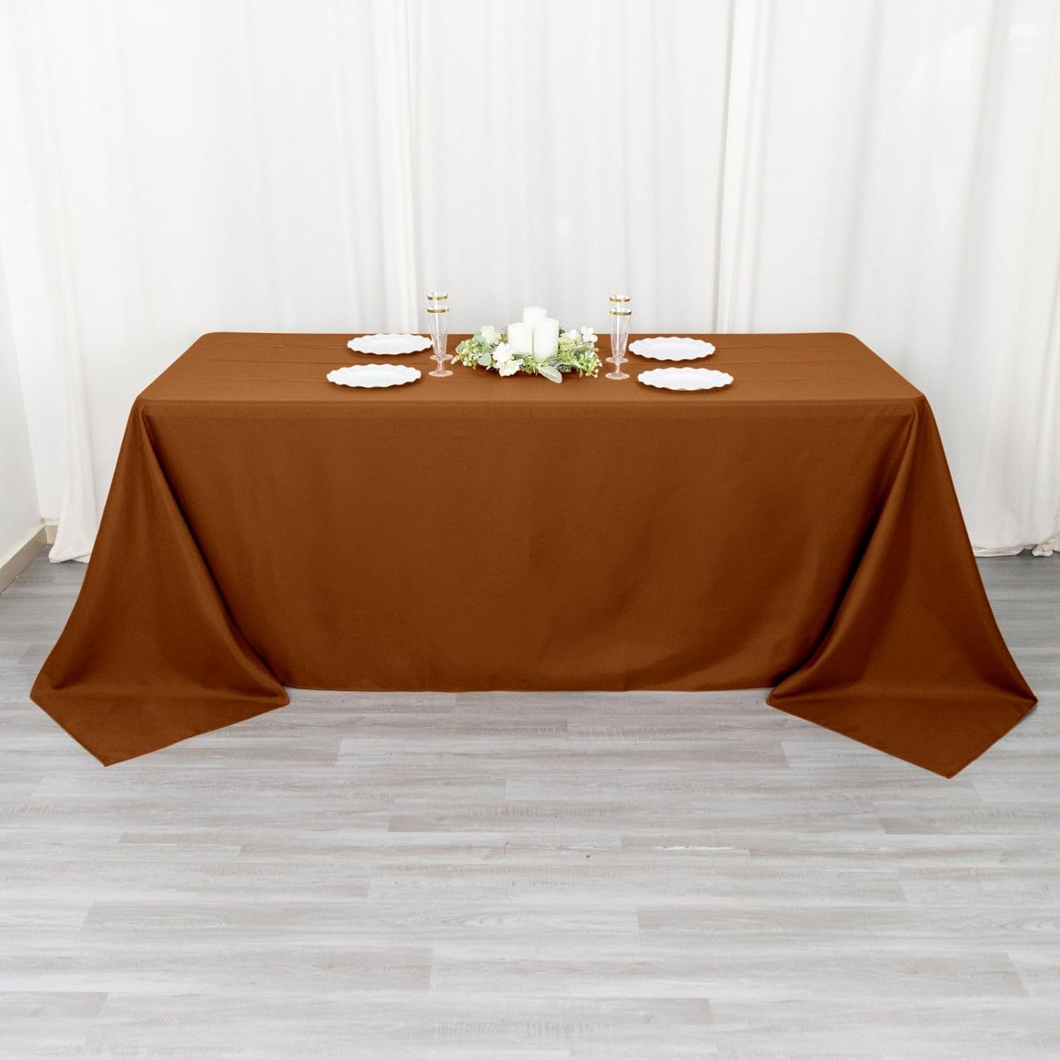 Efavormart – Mantel rectangular de poliéster, 90 x 132 pulgadas, color marrón canela