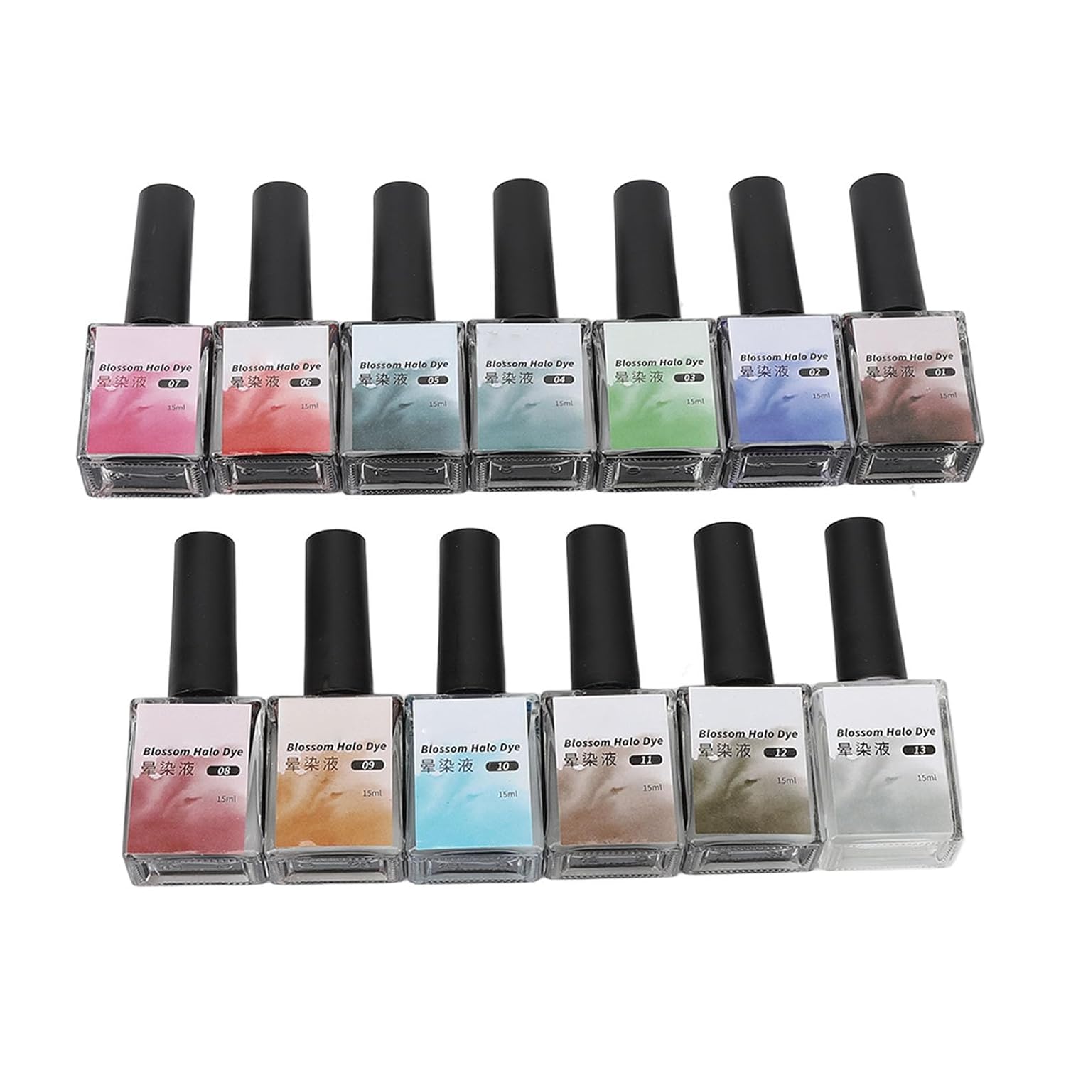 Juego de 13 colores de esmalte de uñas floreciente acuarela DIY Nail Art Dye Gel Decoraciones Herramienta de manicura