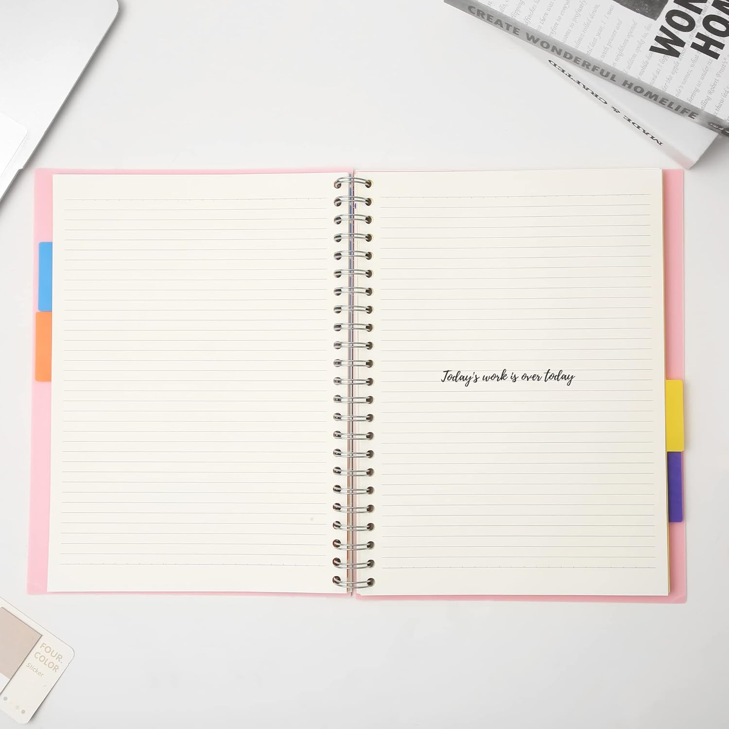 Yoment Cuaderno de 5 asignaturas de 8.5 x 11 pulgadas, cuaderno grande en espiral con divisores y pestañas, cuaderno de espiral de tapa dura,