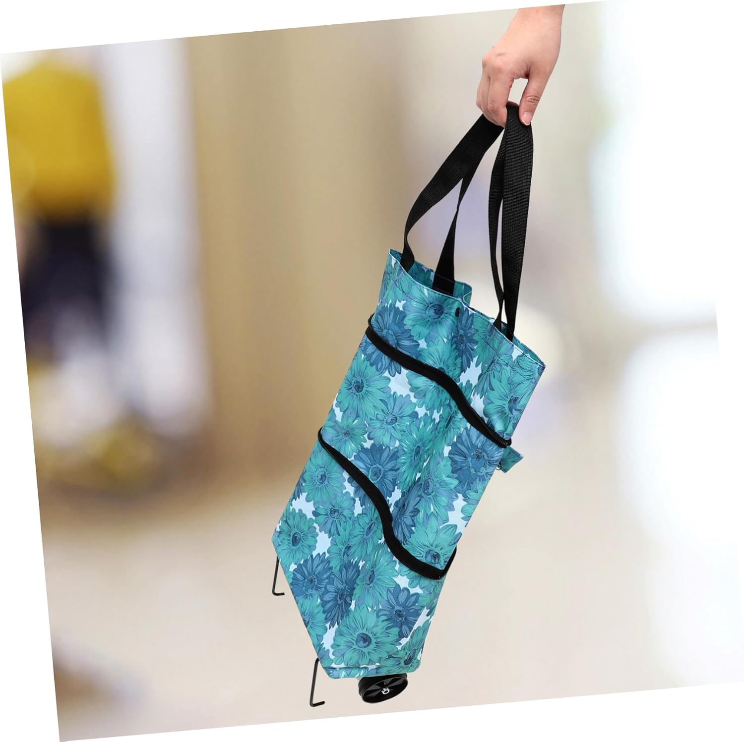 NUOBESTY Carrito de compras plegable Bolsa de mano plegable Bolsa de compras Bolsa de mano de tela Oxford portátil Bolsa de mano Carrito de compras