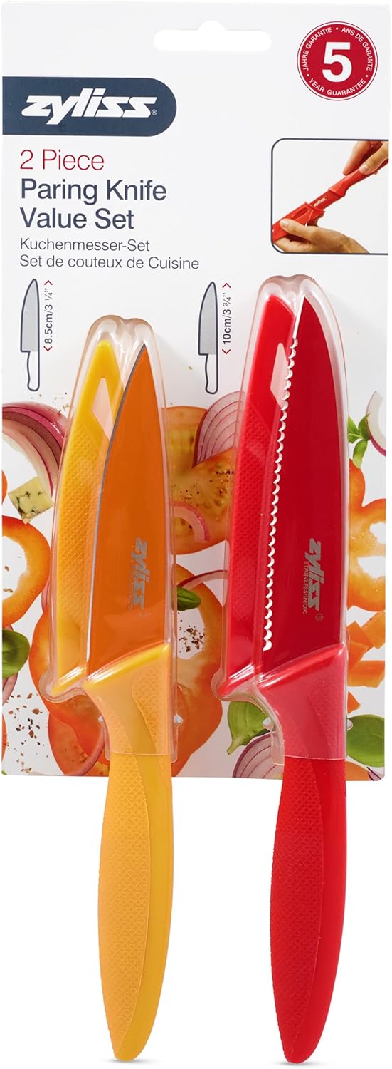 Zyliss – Cuchillo para pelar y mondar con funda, Juego para pelar, 2 piezas, Multicolor