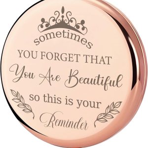 Espejo compacto de regalo para mujer, espejo compacto de oro rosa, regalos inspiradores para mamáhijasobrinatíahermanaamigasprofesorascompañeras de Espejo compacto de regalo para mujer, espejo compacto de oro rosa, regalos inspiradores para mamáhijasobrinatíahermanaamigasprofesorascompañeras de