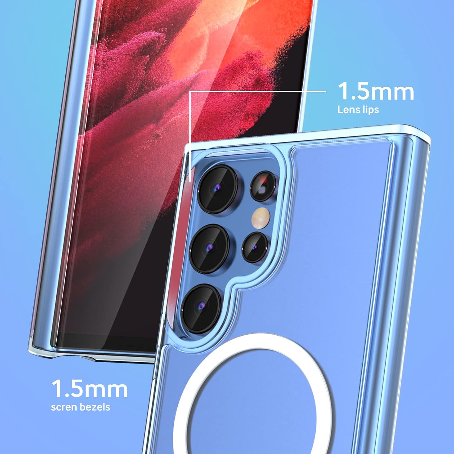 Funda magnética transparente para Samsung Galaxy S23 Ultra, imanes fuertes compatibles con accesorios Magsafe y Chager inalámbrico, funda