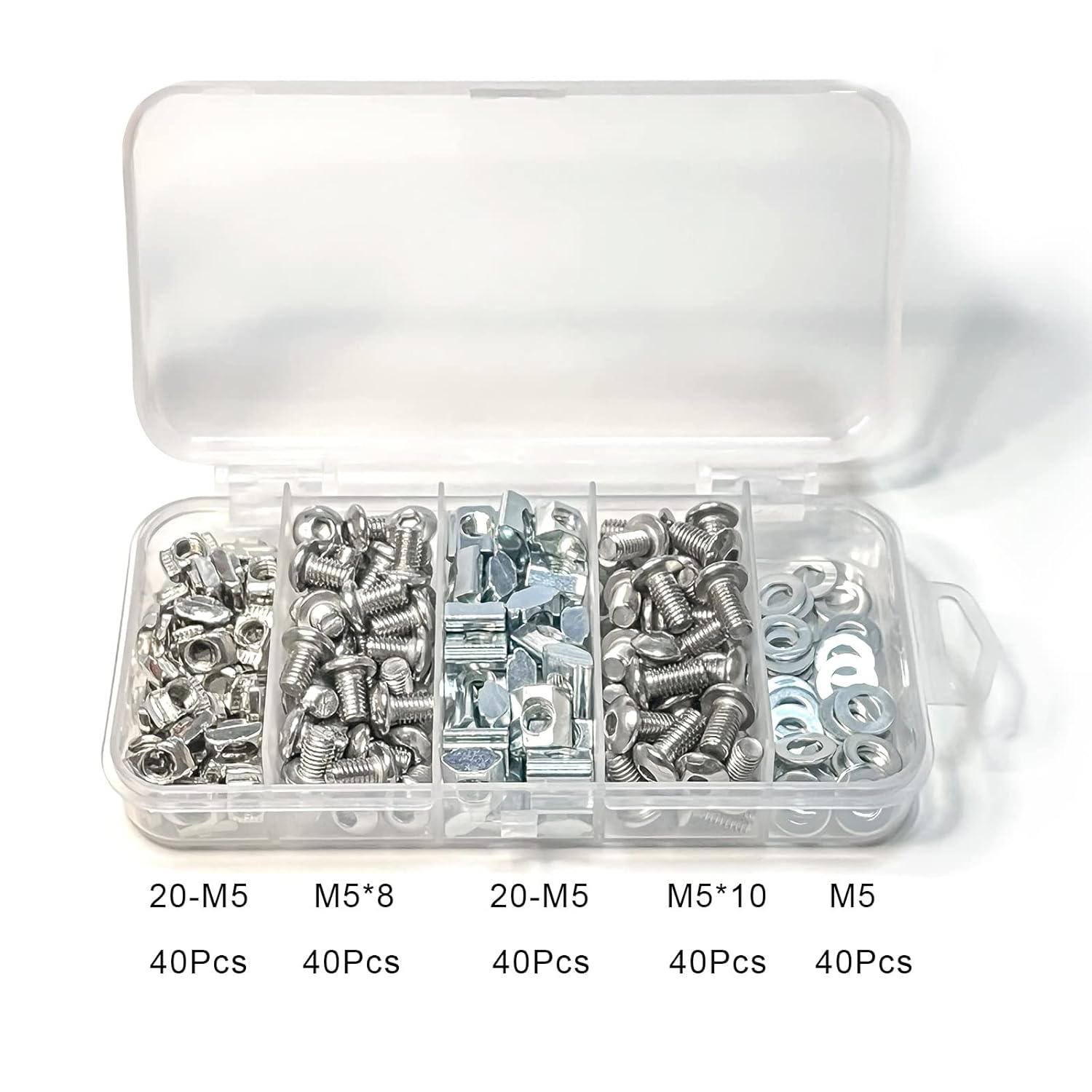 Kits de tuercas y tornillos de ranura en T para perfil de extrusión de aluminio de la serie 2020, kit de tuercas de tornillo de ranura de 0.236 in,