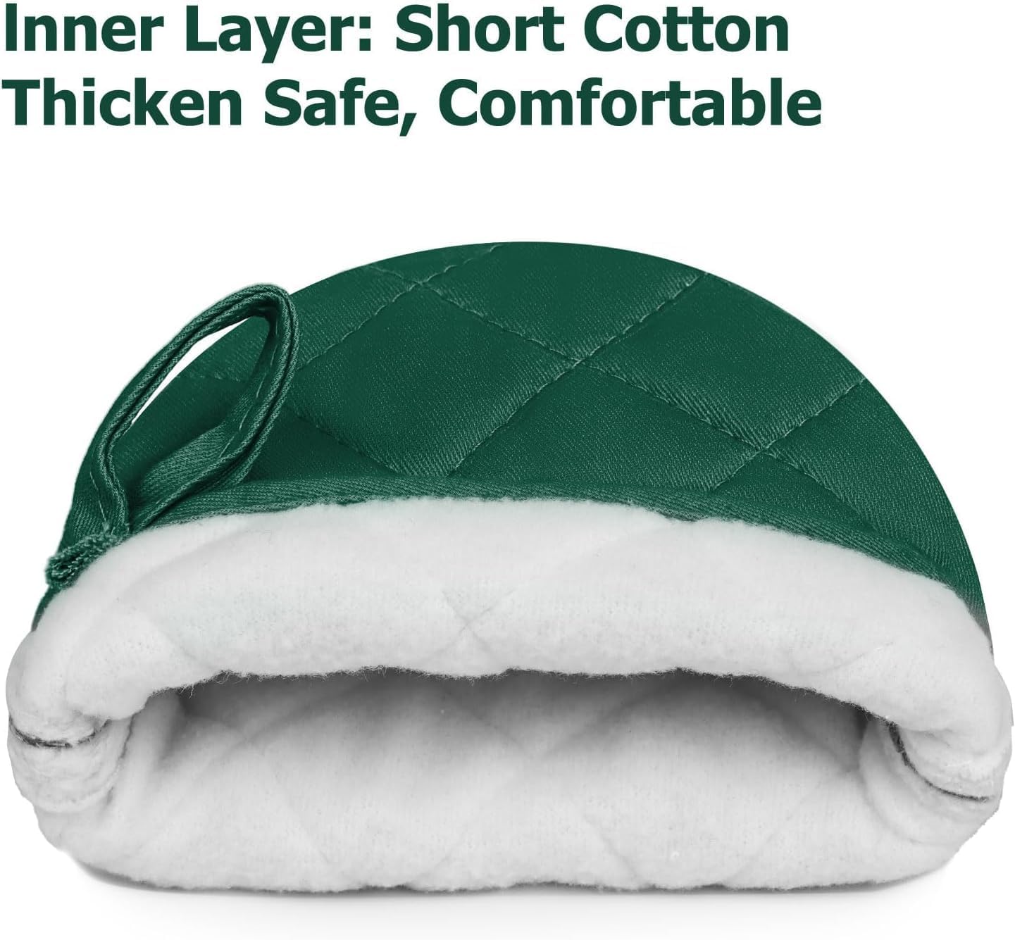 Manoplas cortas para horno, de silicona, resistentes al calor, para 500 grados, superficies de agarre antideslizantes y guantes de lazo para colgar,