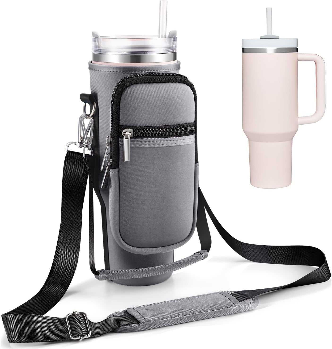 Bolsa de transporte con bolsillo para teléfono Stanley vaso de 40 onzas con asa y vaso Simple Modern de 40 onzas  Soporte para botella de agua para