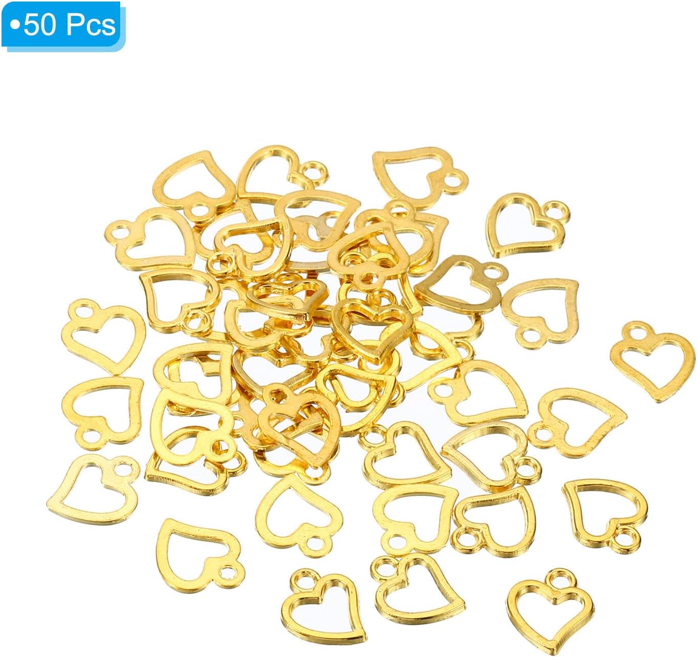 PATIKIL Dije de corazón, 50 piezas de mini dije de círculo de corazón, diseño de metal a granel para hacer joyas, pulseras, aretes, collares, bodas,
