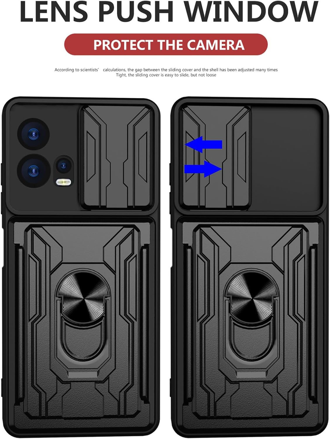 Compatible con Motorola Edge 30 Fusion 5G para hombres, cubierta de lente de cámara deslizante tarjetero extraíble con anillo giratorio para montaje