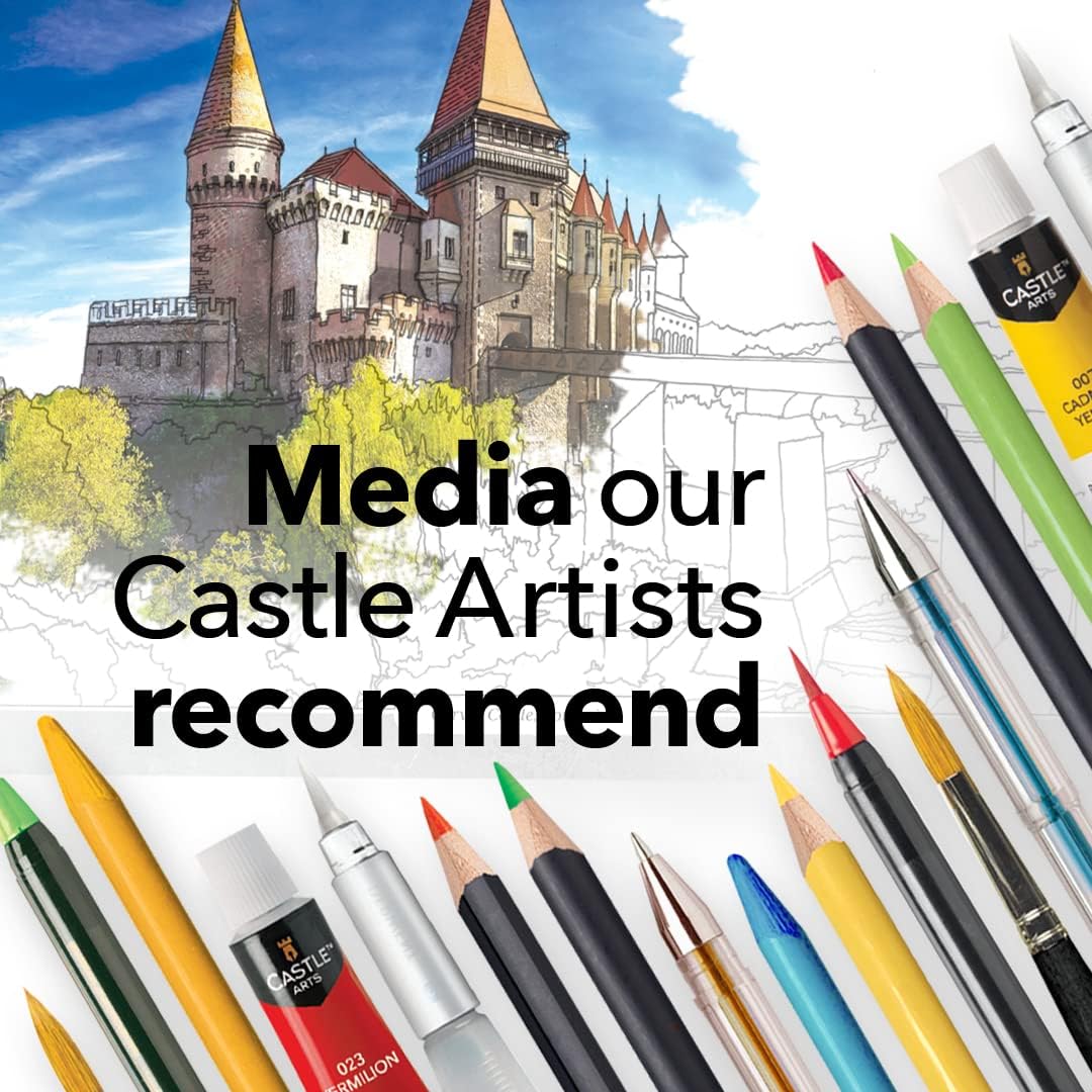 Castle Arts Castles – Libro para colorear  36 impresionantes castillos curados por artistas internos para enfocar la mente  con guía de referencia