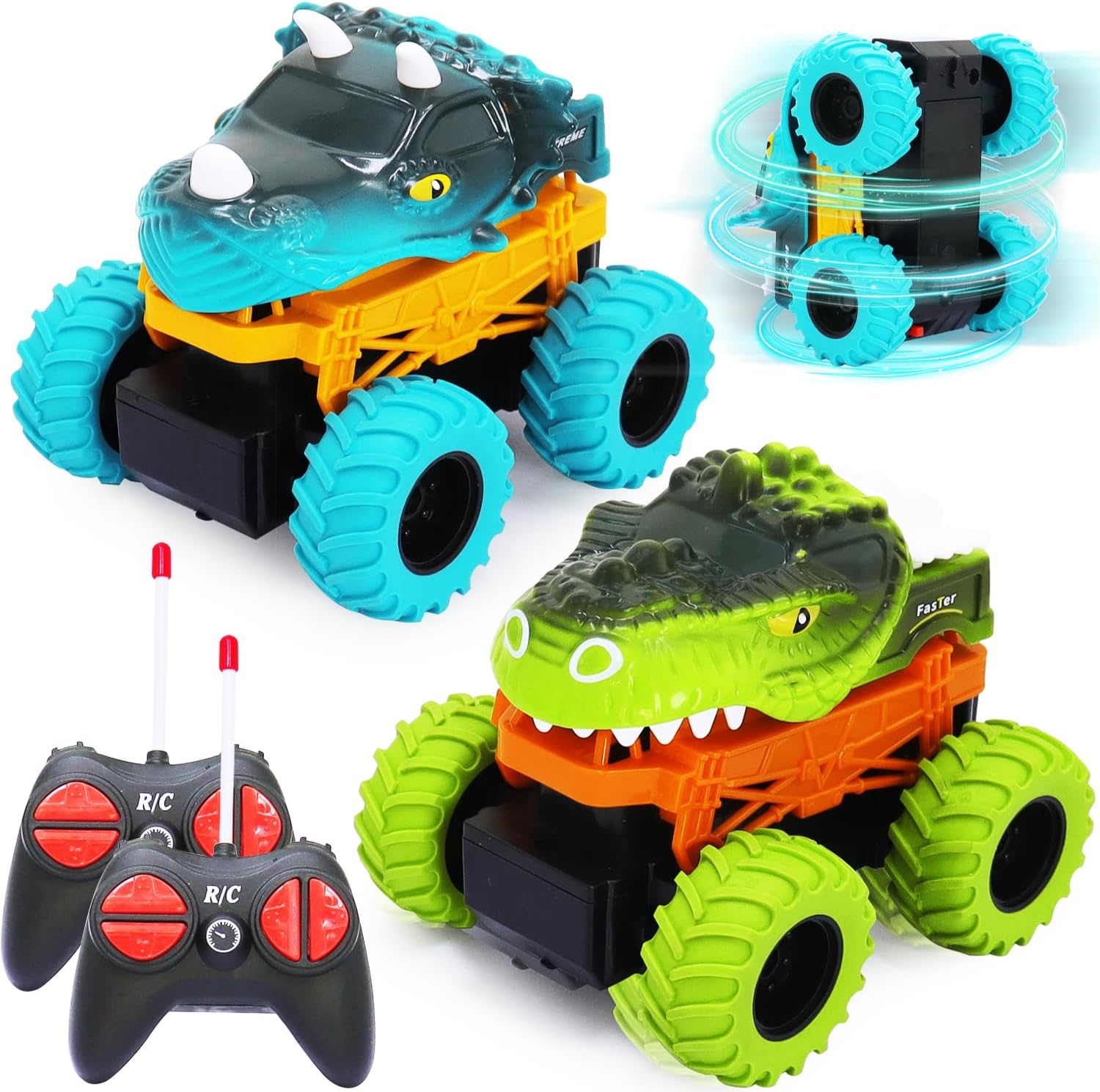SCKTYZS Auto a control remoto para niños de 3 a 5 años, de 4 a 6 años, juguetes de dinosaurios para niños, camión monstruo, autos de control remoto
