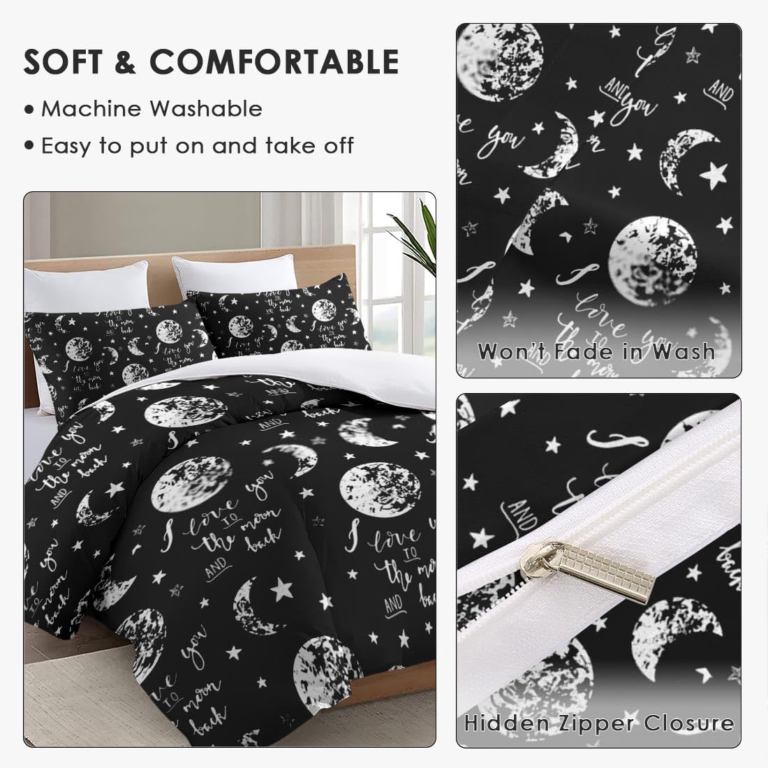 Funda de edredón tamaño King, juego de ropa de cama con cierre de cremallera para niños y adultos, funda de edredón de San Valentín con 2 fundas de