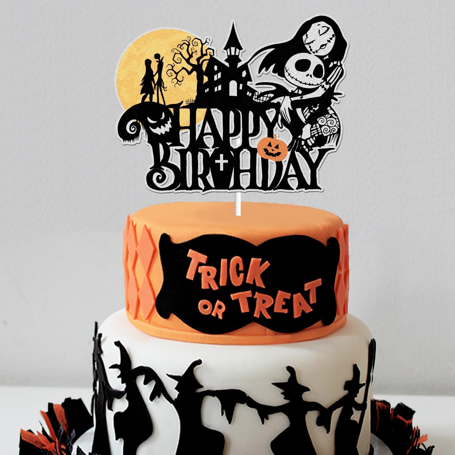 Decoración de pastel de feliz cumpleaños, decoración de Halloween, casa fantasma, calabaza, fantasma, luna, murciélago, temática de Halloween,