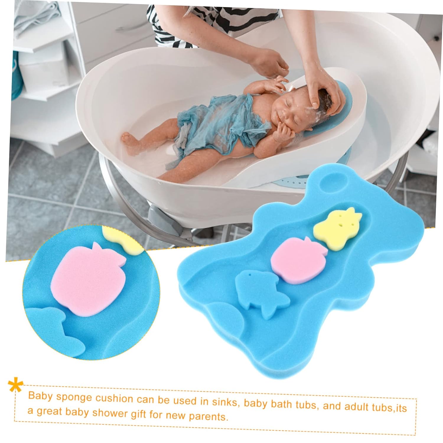 1 Unidades de esponja de baño para bebés recién nacidos bañera suave baño bebé baño cojín de baño para bebé tapete de baño antideslizante para bebé
