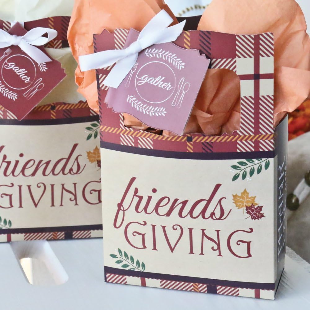 Big Dot of Happiness Friends Thanksgiving Feast – Cajas de regalo para fiesta de amigos, juego de 12