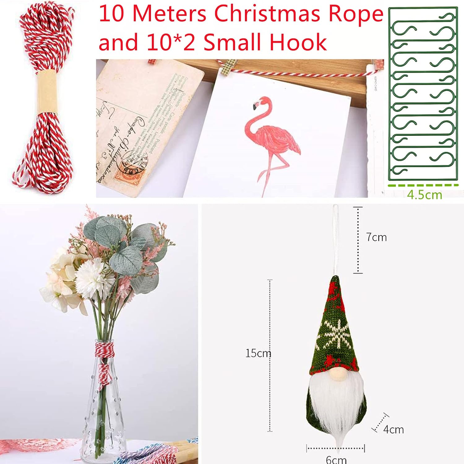 TIWEIO – Juego de 15 adornos de Navidad de gnomo, decoración de gnomo de Navidad, Papá Noel, elfo, decoración para el hogar, gnomos hechos a mano,