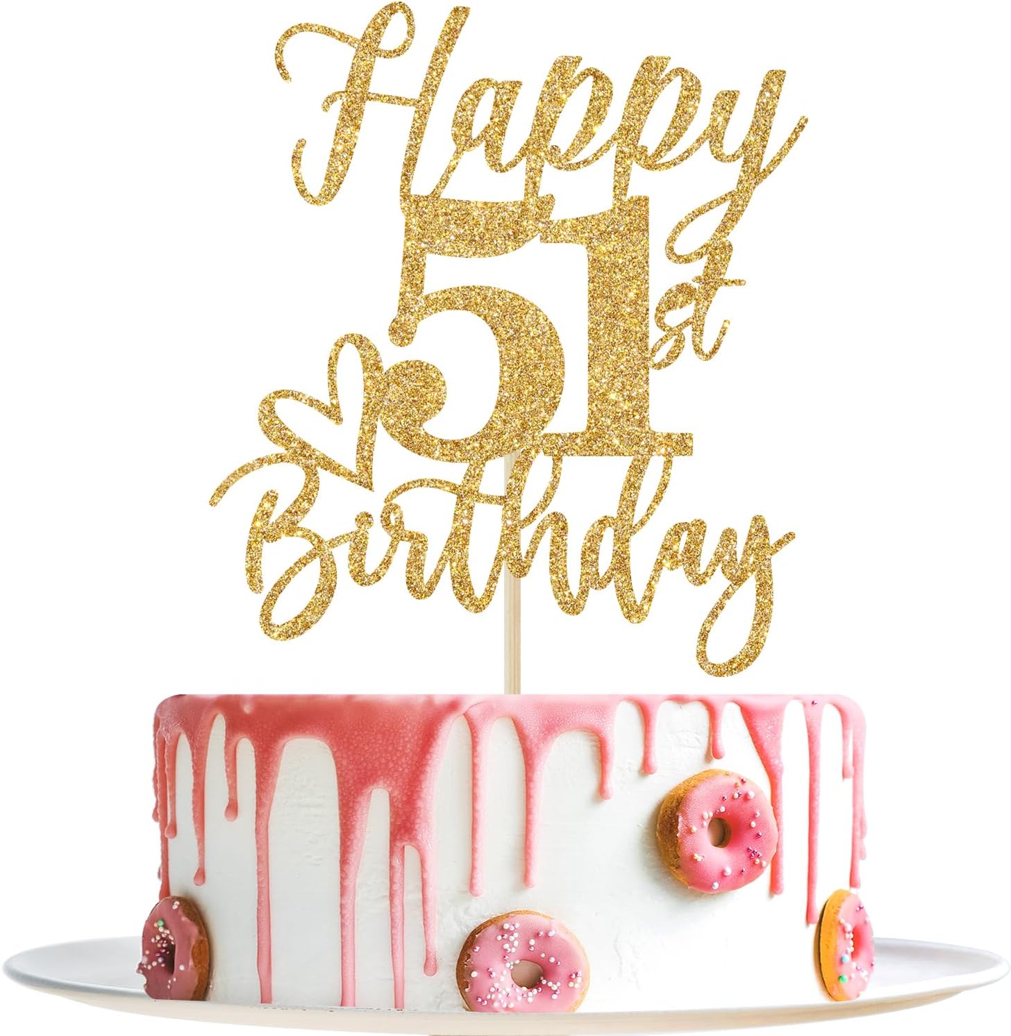 Decoración para pastel de cumpleaños número 51, decoraciones de cumpleaños 51 para mujereshombres, saludos a 51 años, Hello 51, suministros de