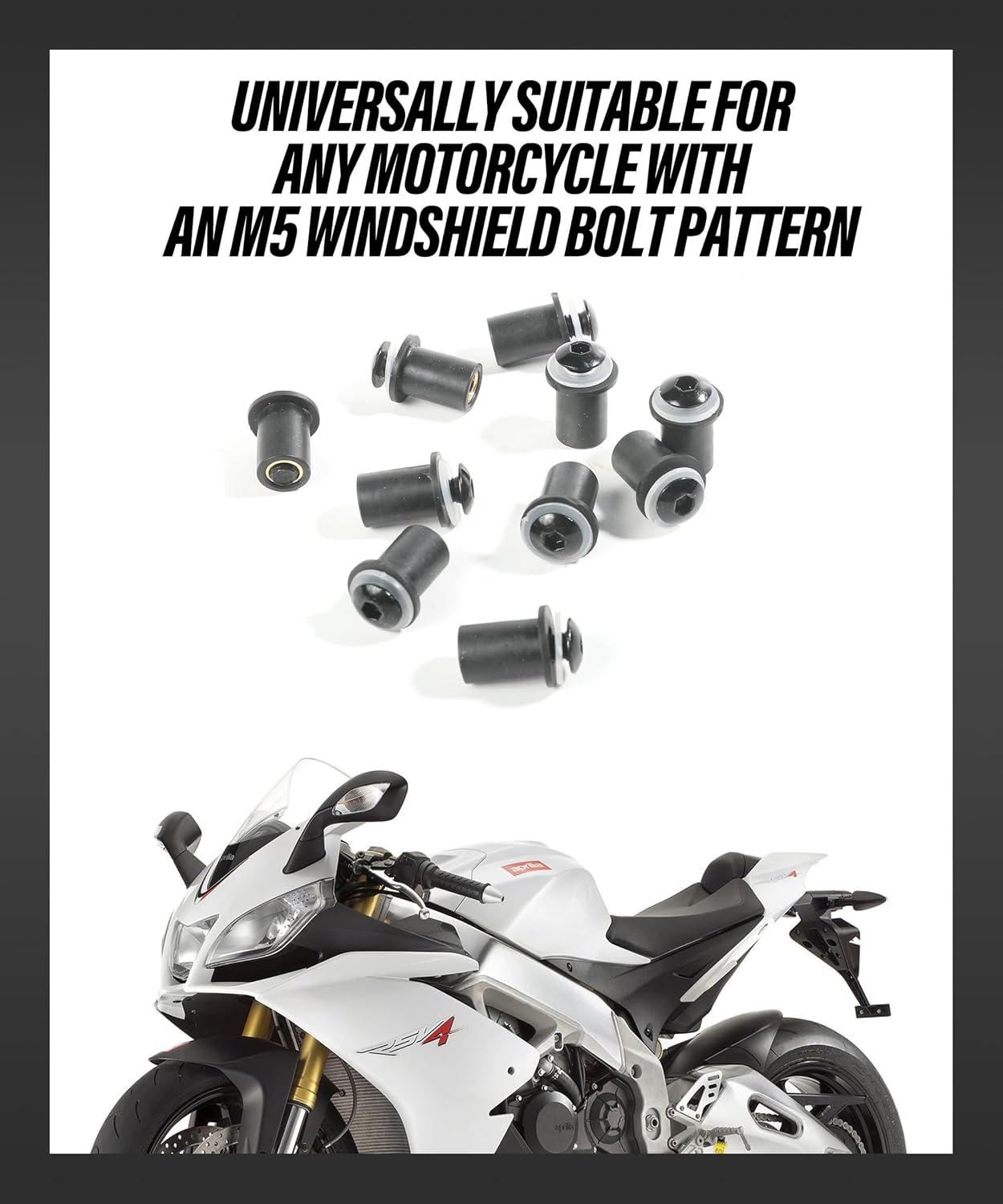 ESEWALAS 10 tornillos para parabrisas, kit de tornillos para parabrisas de motocicleta, accesorios de automóvil, carenado de motocicleta, tornillos