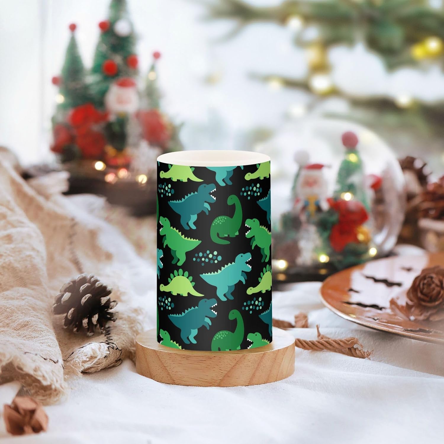 Velas sin llama, funcionan con pilas, de dinosaurio, de caricatura, parpadeantes, con control remoto, cambio de color, velas de luz cálida para