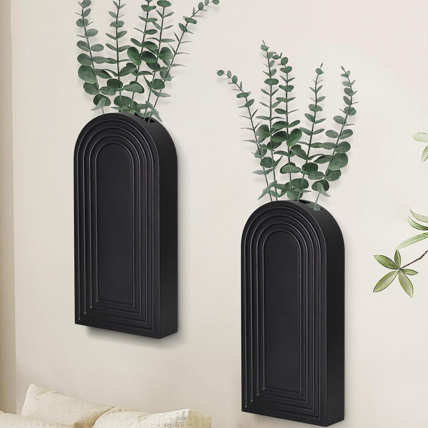 Maceta de pared para plantas de interior, decoración de pared de madera, jarrones de pared para decoración de flores secas y vegetación sintética,