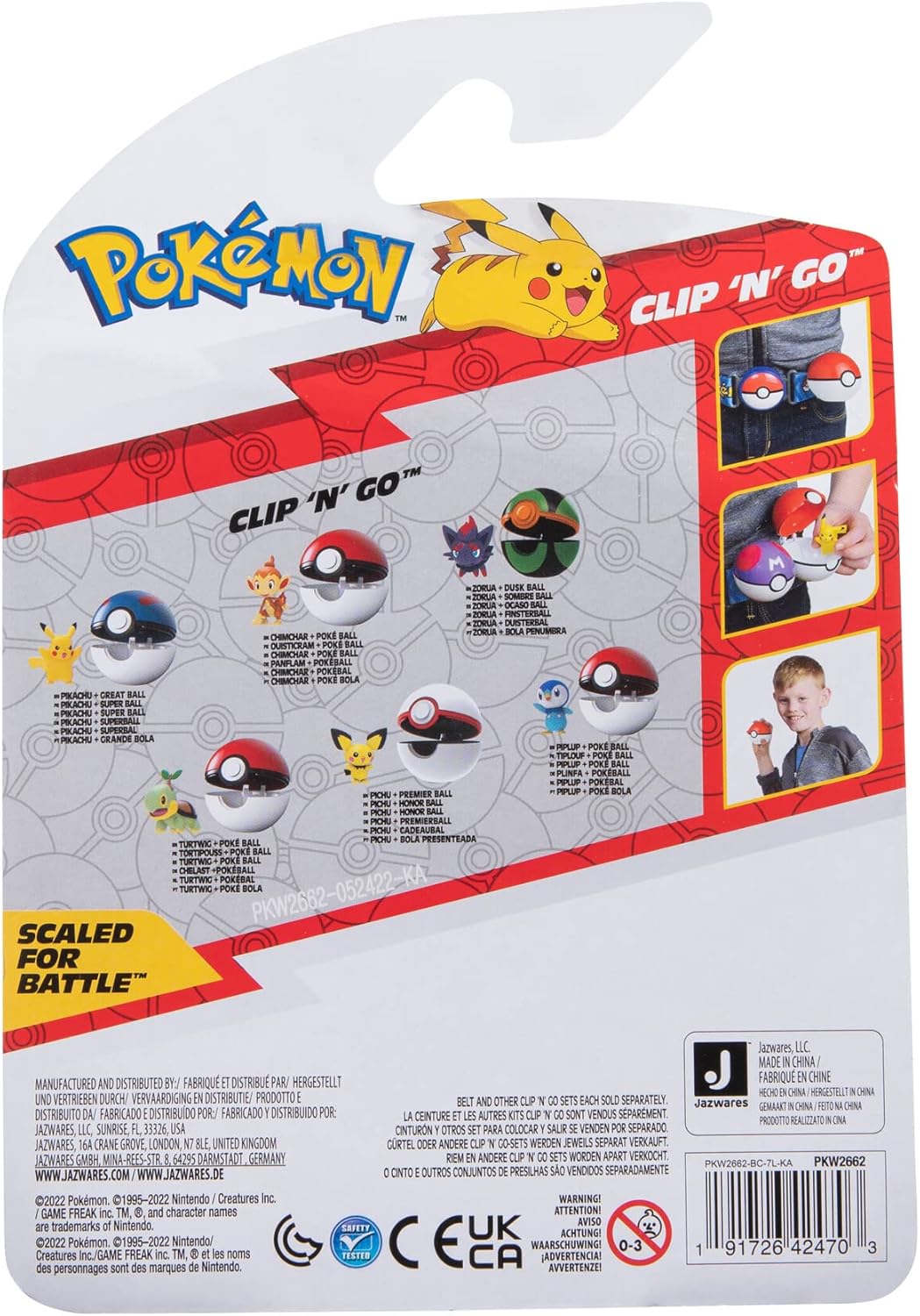 Pokémon PKW2662 – Clip’n’Go Pokéball – Chelast & Pokéball, Official Pokéball with Detailed 5 cm Figure