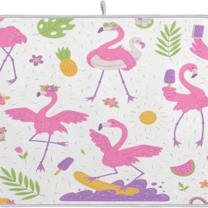 Alfombrilla de secado de platos Pink Flamingos para encimera de cocina, 18 x 24 pulgadas, almohadilla de secado ultra absorbente, accesorios de Alfombrilla de secado de platos Pink Flamingos para encimera de cocina, 18 x 24 pulgadas, almohadilla de secado ultra absorbente, accesorios de
