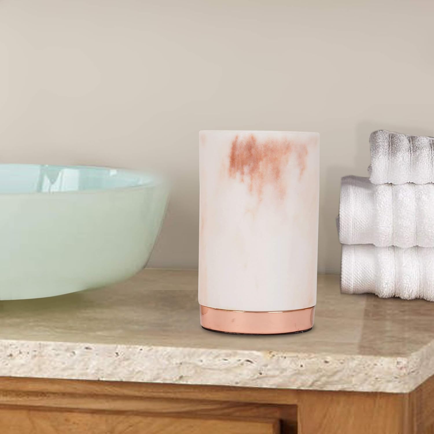 Nu-steel MST5CH Misty Copper Collection – Vaso perfecto para el hogar y el baño, resina y metal