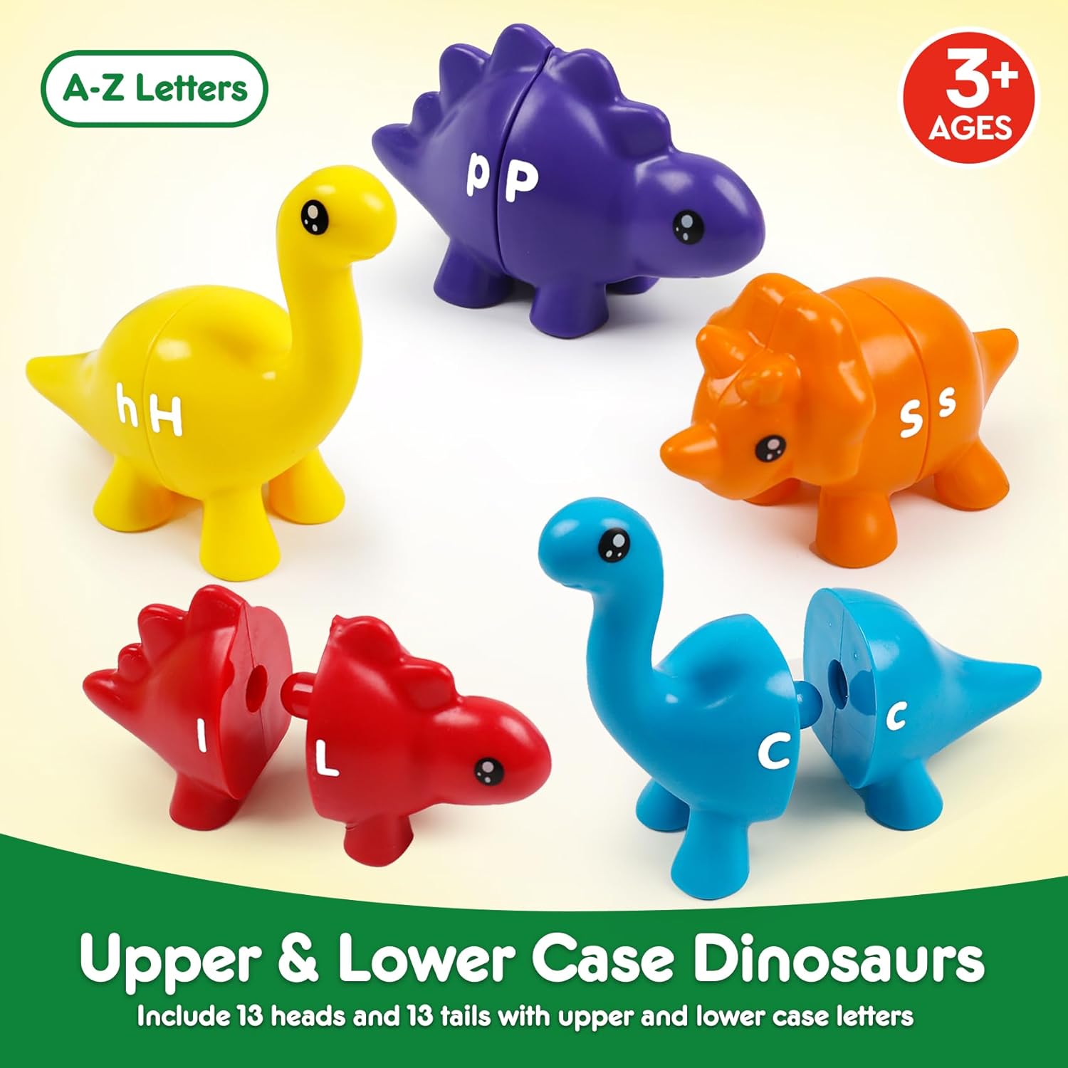Letras a juego de Pascua para niños pequeños, juguetes de dinosaurio de doble cara con alfabeto ABC mayúsculas y minúsculas, Montessori, aprendizaje