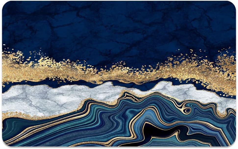 Tapete de baño de piedra de tierra de diatomeas súper absorbente, alfombras de baño de secado rápido con mármol azul, tapete de baño antideslizante,