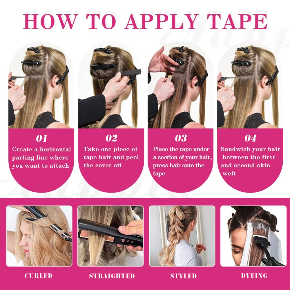 Extensiones de cabello humano con cinta, extensiones de cabello humano Remy 100% real, sin costuras, extensiones de cabello humano real, extensiones