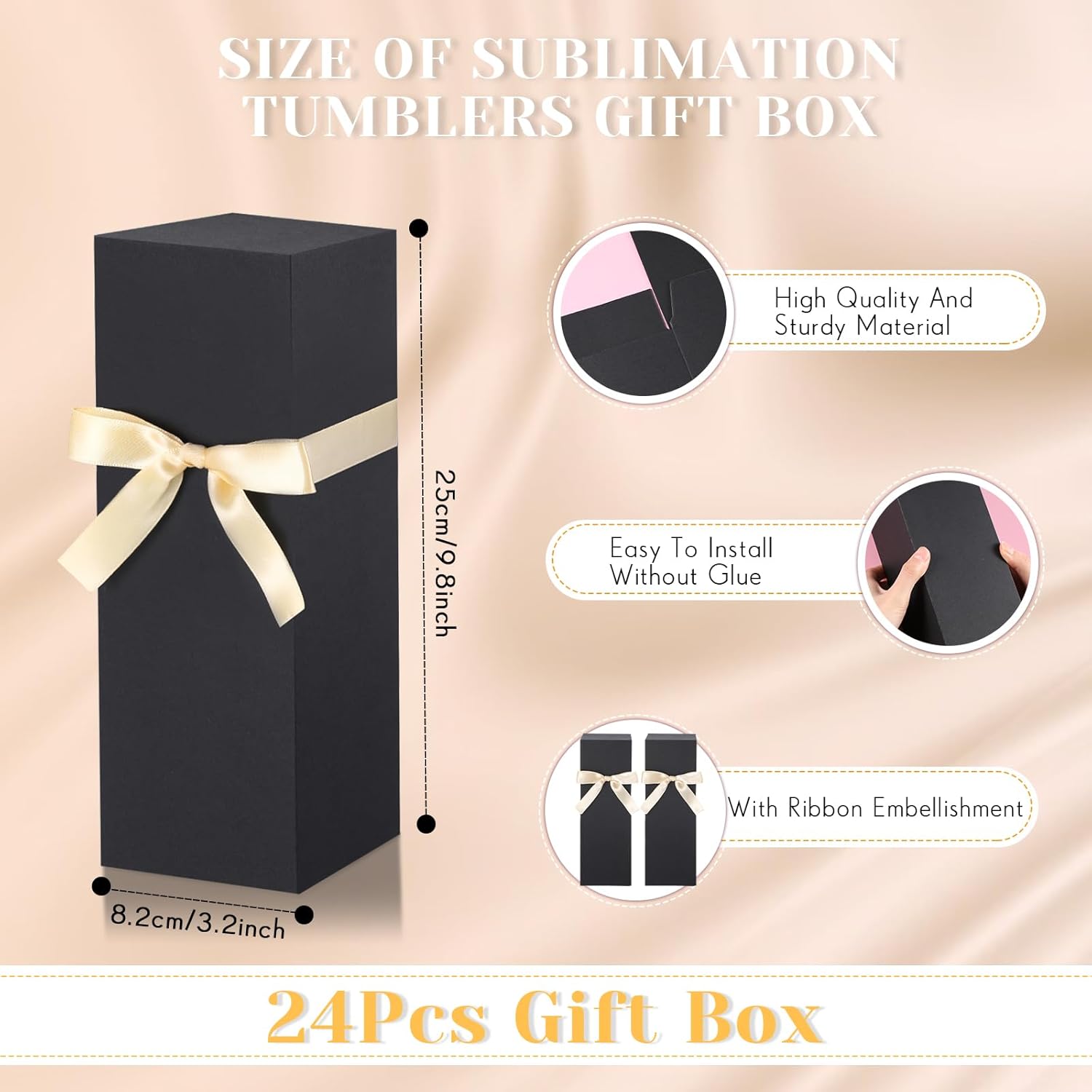 24 cajas de regalo para vasos de sublimación, caja de regalo con cinta para 12 onzas, 20 onzas, 30 onzas, prensa de calor, vasos de sublimación,