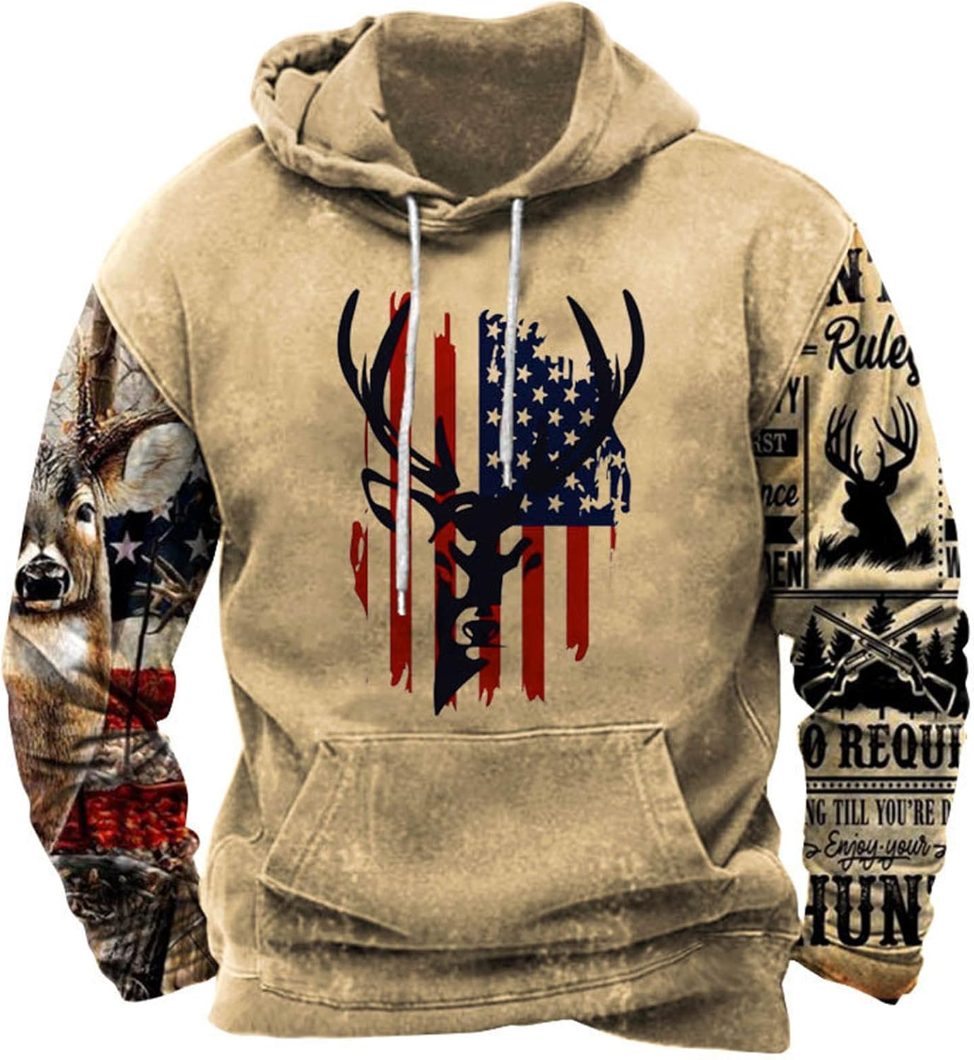 Sudadera con capucha para hombre con estampado de bandera americana, 4 de julio, patriótica de manga larga, sudadera con capucha