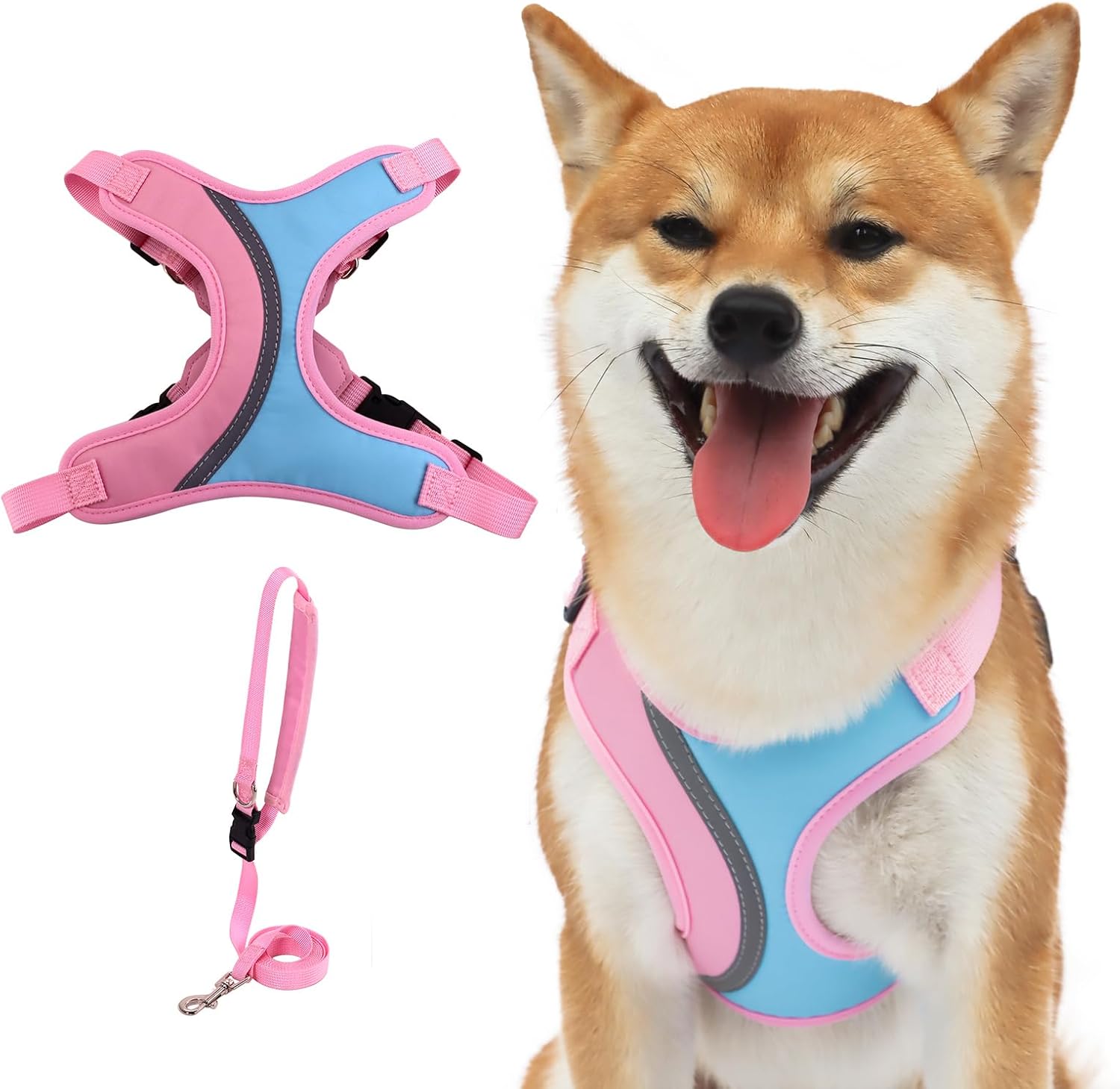 _ Juego de arnés y correa para perros pequeños y medianos, arnés ligero y suave para cachorros, juego de arnés ajustable y reflectante para