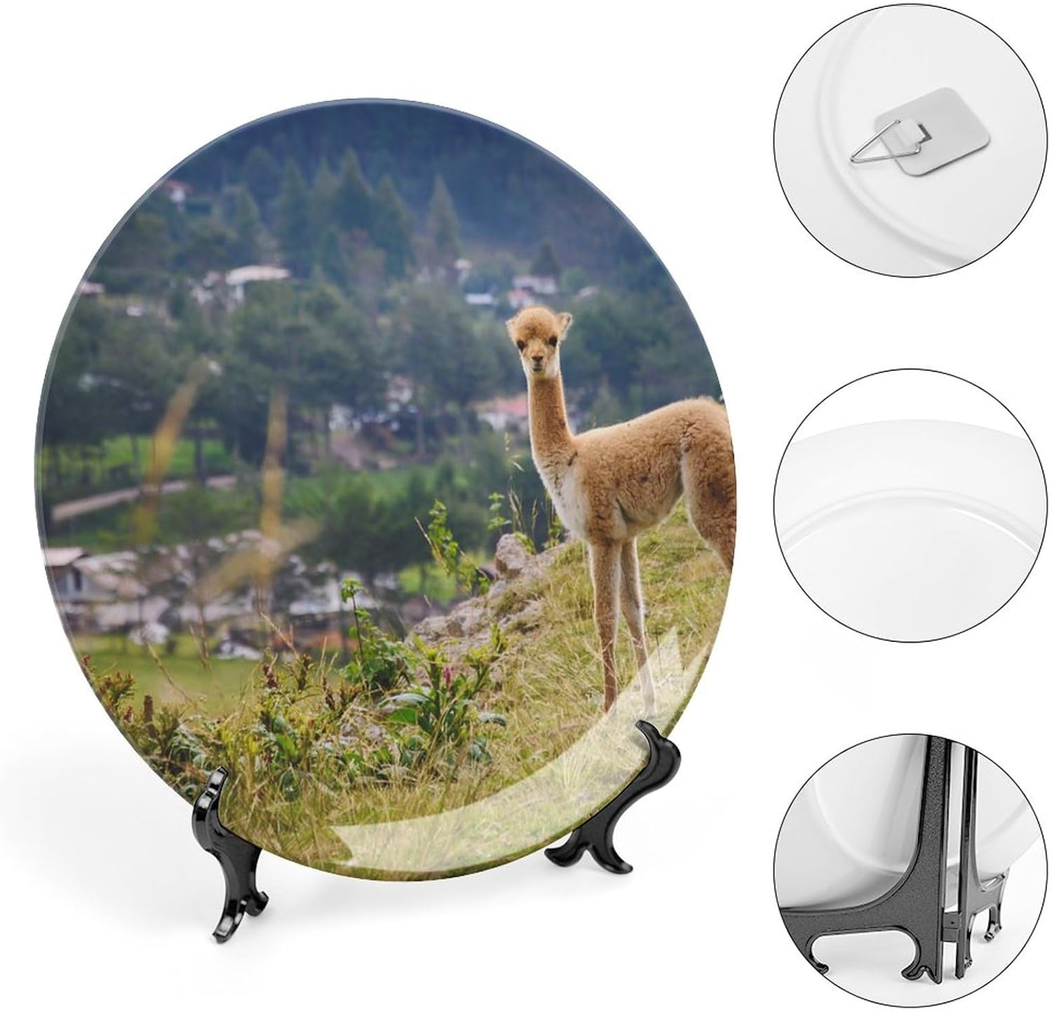 Plato decorativo de camello de animales para pared, plato tambaleante de cerámica para el hogar, con soporte de exhibición, decoración de mesa,