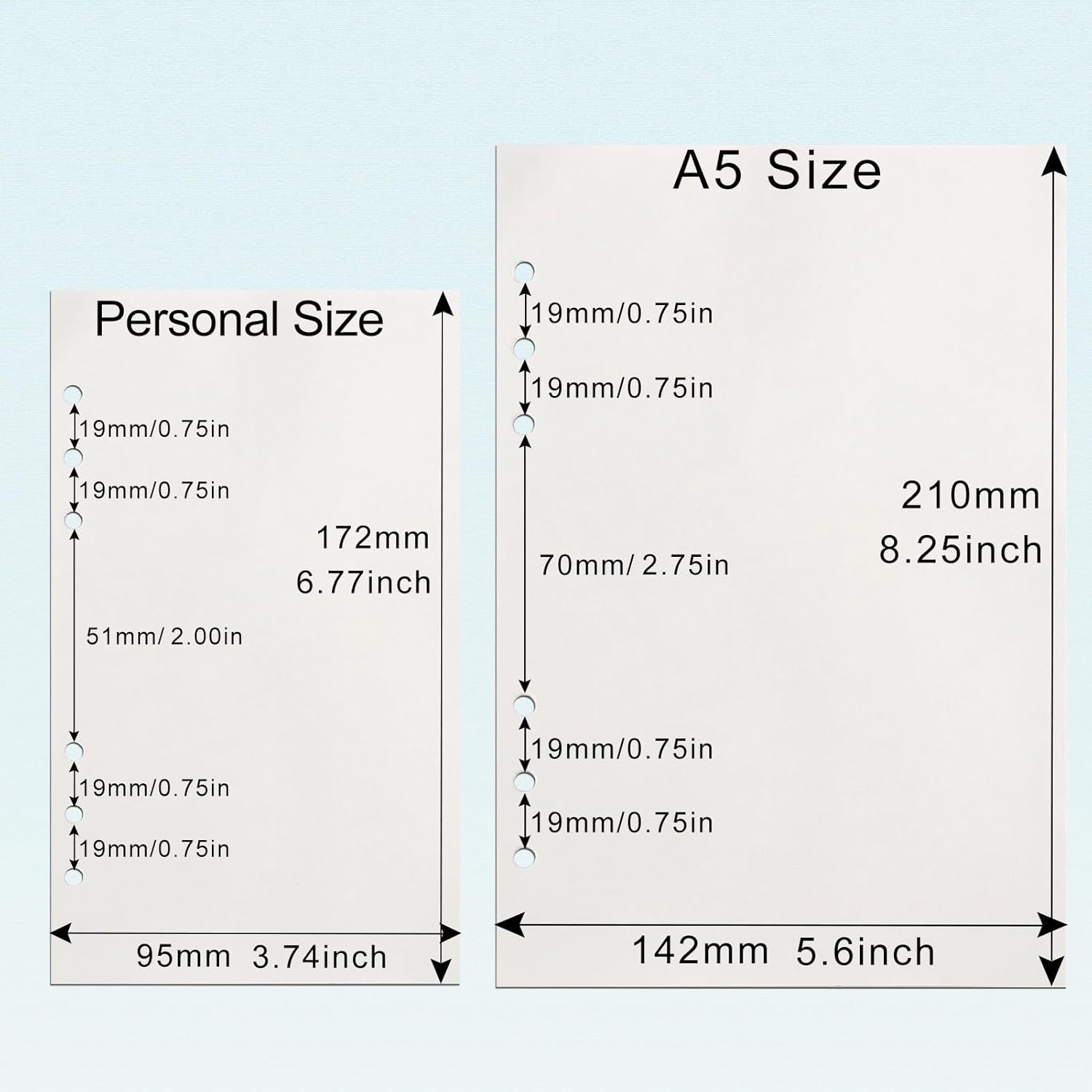 Toplive – Papel de repuesto A5, 4 unidades Toplive de 100 GSM de papel grueso recargable con 6 agujeros, hojas sueltas, 180 hojas (360 páginas) para