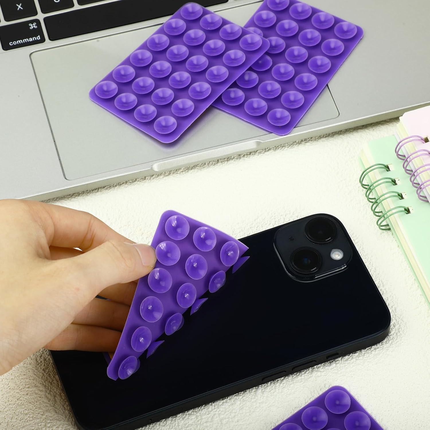 12 fundas de silicona con ventosa para teléfono, soporte adhesivo para teléfono, soporte antideslizante con ventosa para espejo, baño, hogar, cocina