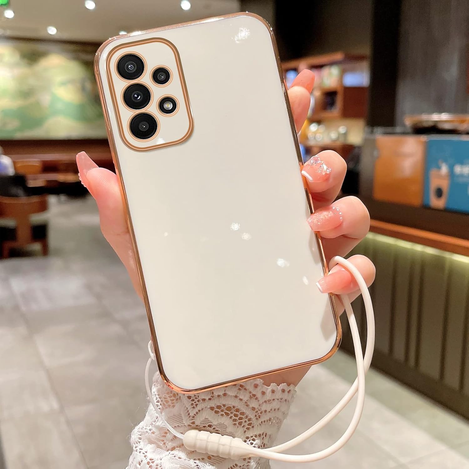 Funda para Galaxy A23 5G, Samsung A23 5G (no para A23 5G UW) para mujeres galvanoplastia, bonita estética de lujo, moderna, bonita, protección