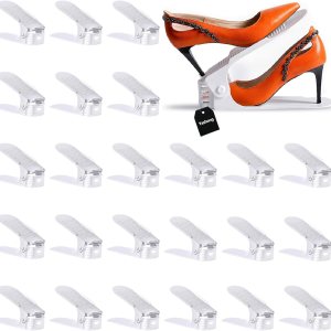 Yashong Organizador de ranuras para zapatos, 24 unidades, ajustable, doble capa, soporte de almacenamiento con 50% de ahorro de espacio, color blanco Yashong Organizador de ranuras para zapatos, 24 unidades, ajustable, doble capa, soporte de almacenamiento con 50% de ahorro de espacio, color blanco