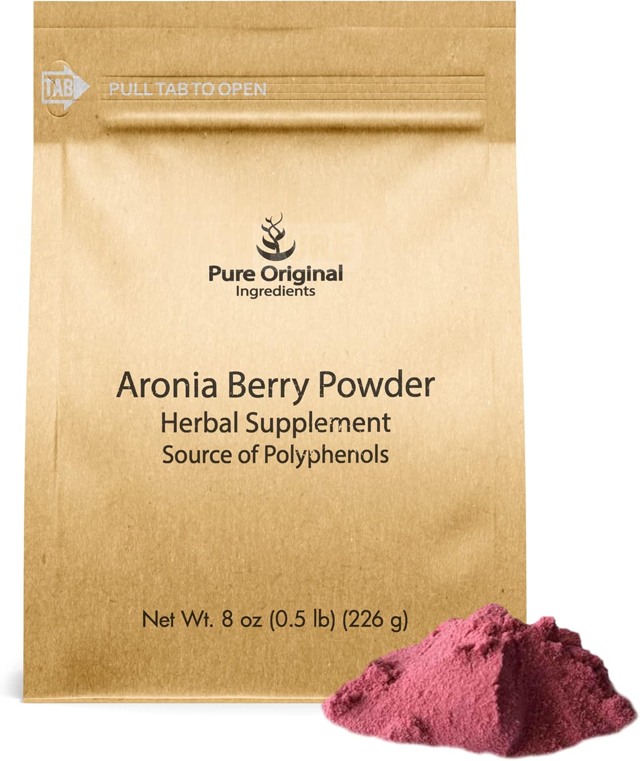 PURE ORIGINAL INGREDIENTS Aronia Berry Powder (8 oz) Extracto de suplemento de frutas, siempre puro, sin aditivos ni rellenos