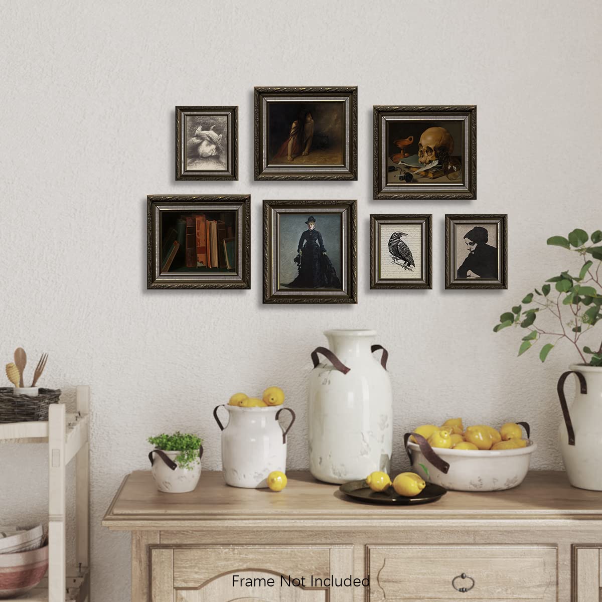 Halloween Wall Decor – Skull Ghost Raven Crow Pagan Gift – Haunted House Witch Witchy Poster Print – Spooky Weirdo Satanic Photo – Vintage Scary