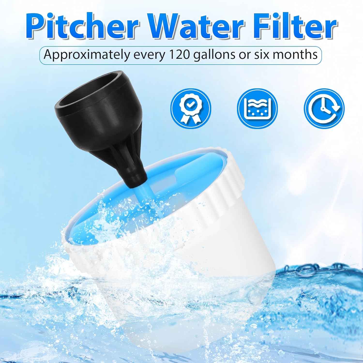Reemplazo del filtro de agua, puede eliminar eficazmente la suciedad y la nubosidad de los microplásticos, PFAS, más de 30 contaminantes del agua.
