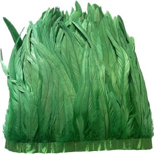 LONDGEN Borde de flecos de plumas de gallo de 12 a 14 pulgadas de ancho para decoración de ropa y boda, fiesta de Halloween, paquete de 1 yarda LONDGEN Borde de flecos de plumas de gallo de 12 a 14 pulgadas de ancho para decoración de ropa y boda, fiesta de Halloween, paquete de 1 yarda