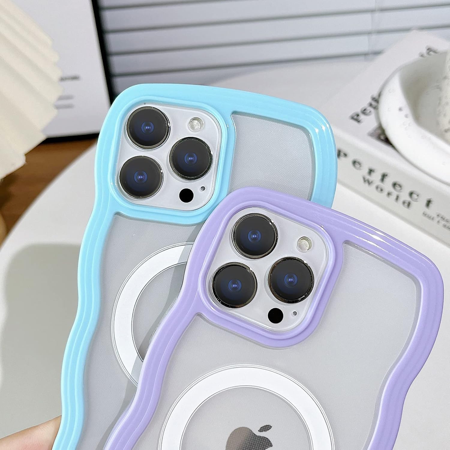 Magsafe – Funda compatible con iPhone 15 Pro Max, funda para teléfono con ondas, bonita ondulación de agua, colores caramelo, marco a prueba de