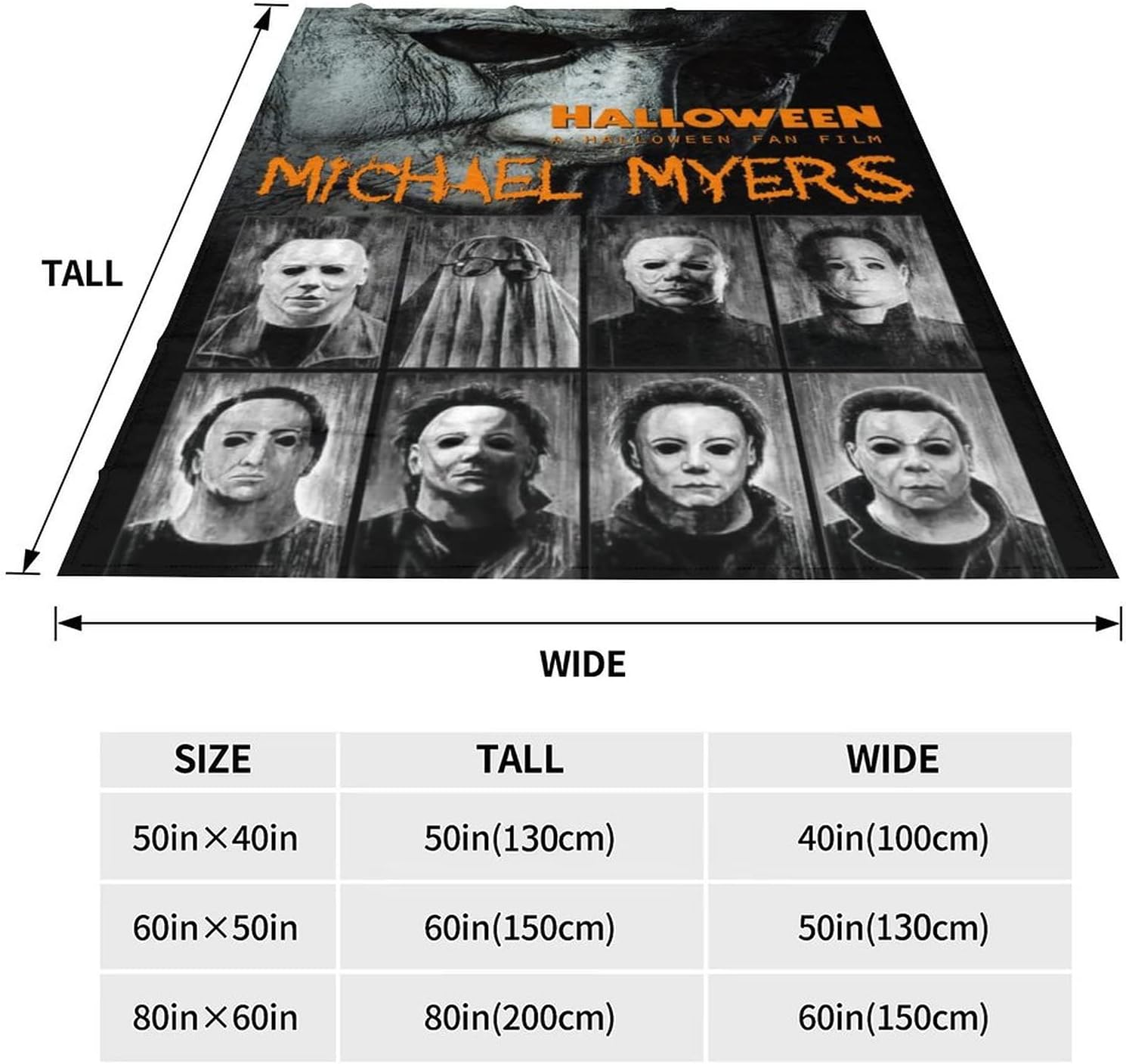Nice Michael Halloween Myers – Manta de franela de Halloween y mantas para sofá, manta súper acogedora con aire acondicionado de 40 x 50 pulgadas