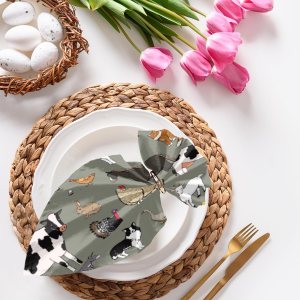 Cloth Napkins Set of 4 Cute Cow 20×20 Inch Cloth Napkins Farm Animals Rooster Cow Washable Reusable Kitchen Dinner Napkins Table Decor for Wedding, Cloth Napkins Set of 4 Cute Cow 20×20 Inch Cloth Napkins Farm Animals Rooster Cow Washable Reusable Kitchen Dinner Napkins Table Decor for Wedding,