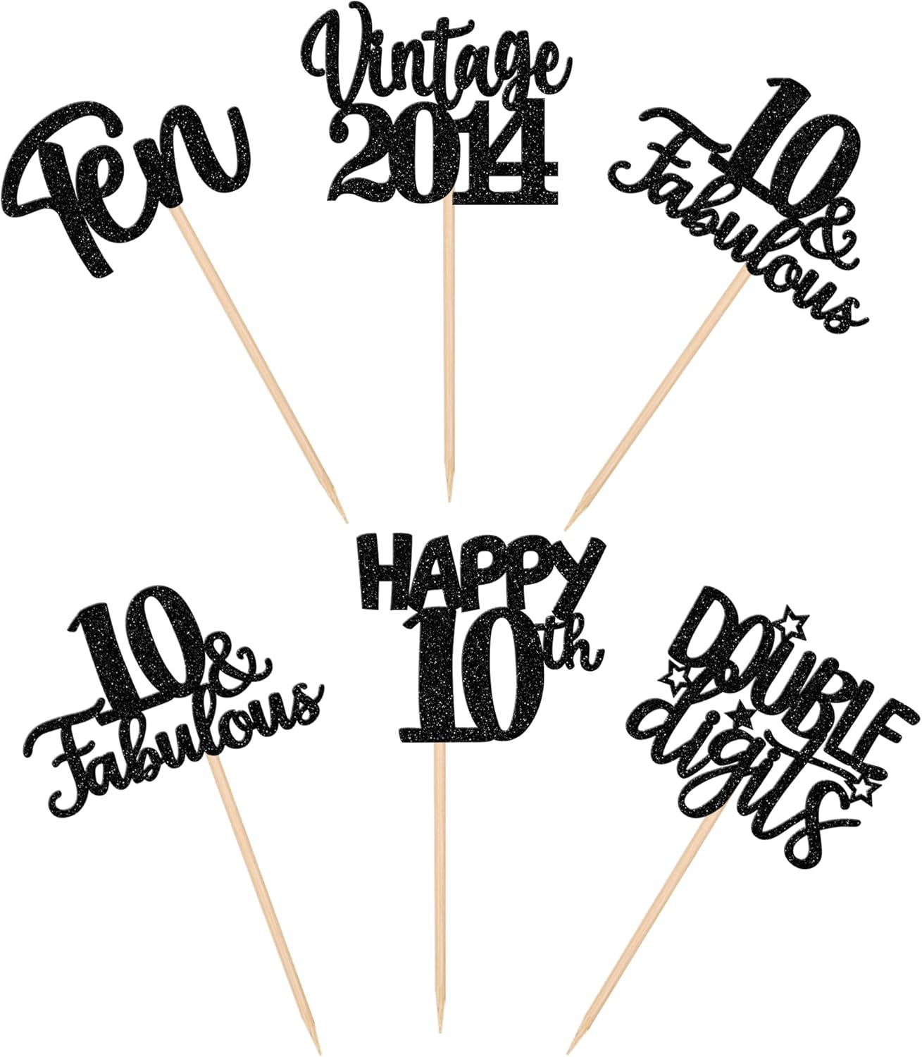 30 piezas de decoración para cupcakes con purpurina de 10 cumpleaños vintage 2014 para cupcakes saludos a 10 fabulosas decoraciones de pasteles para