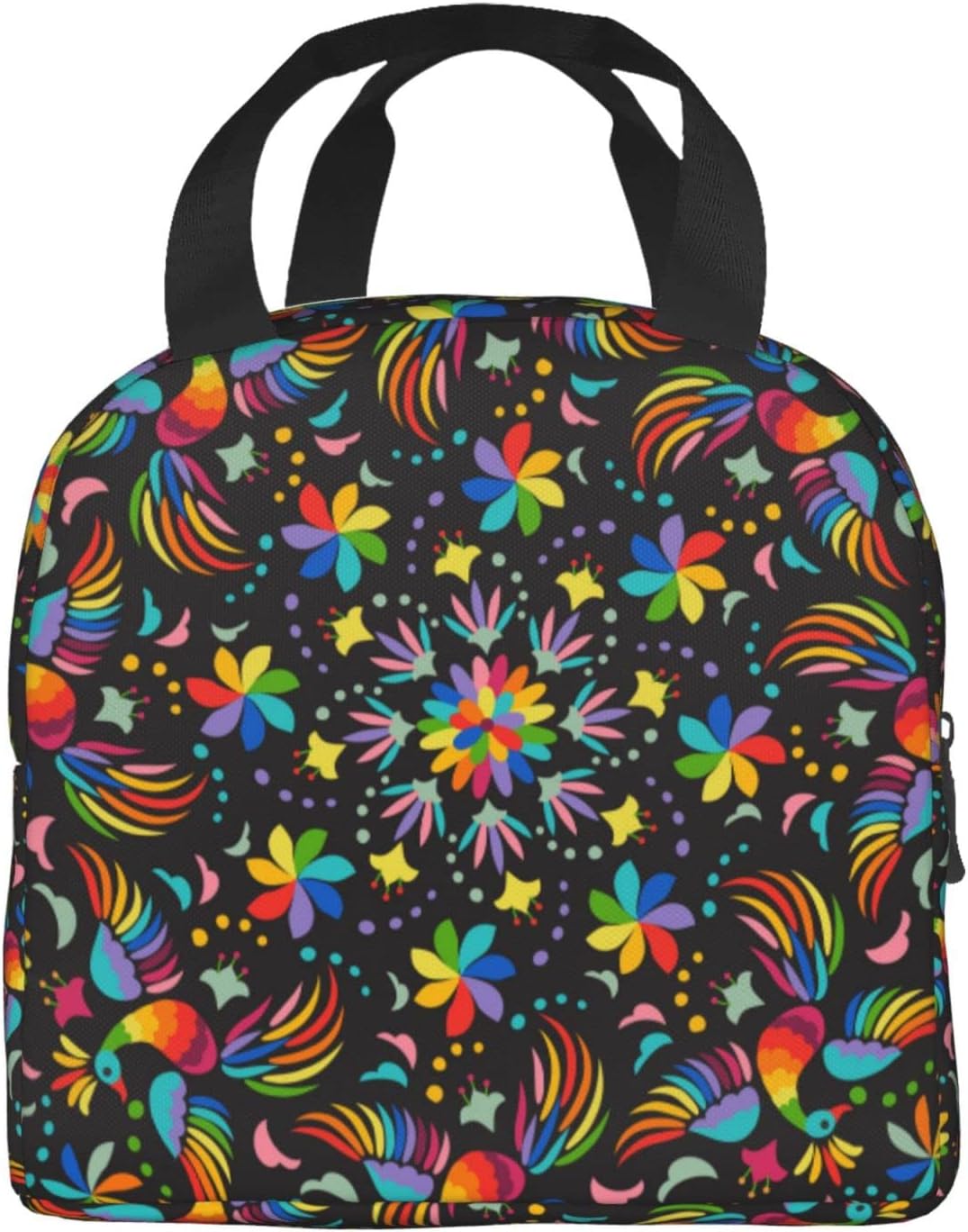 Lonchera colorida mexicana de flores y pájaros, bolsa de almuerzo reutilizable, lonchera Bento para trabajo, reutilizable, cajas de picnic,