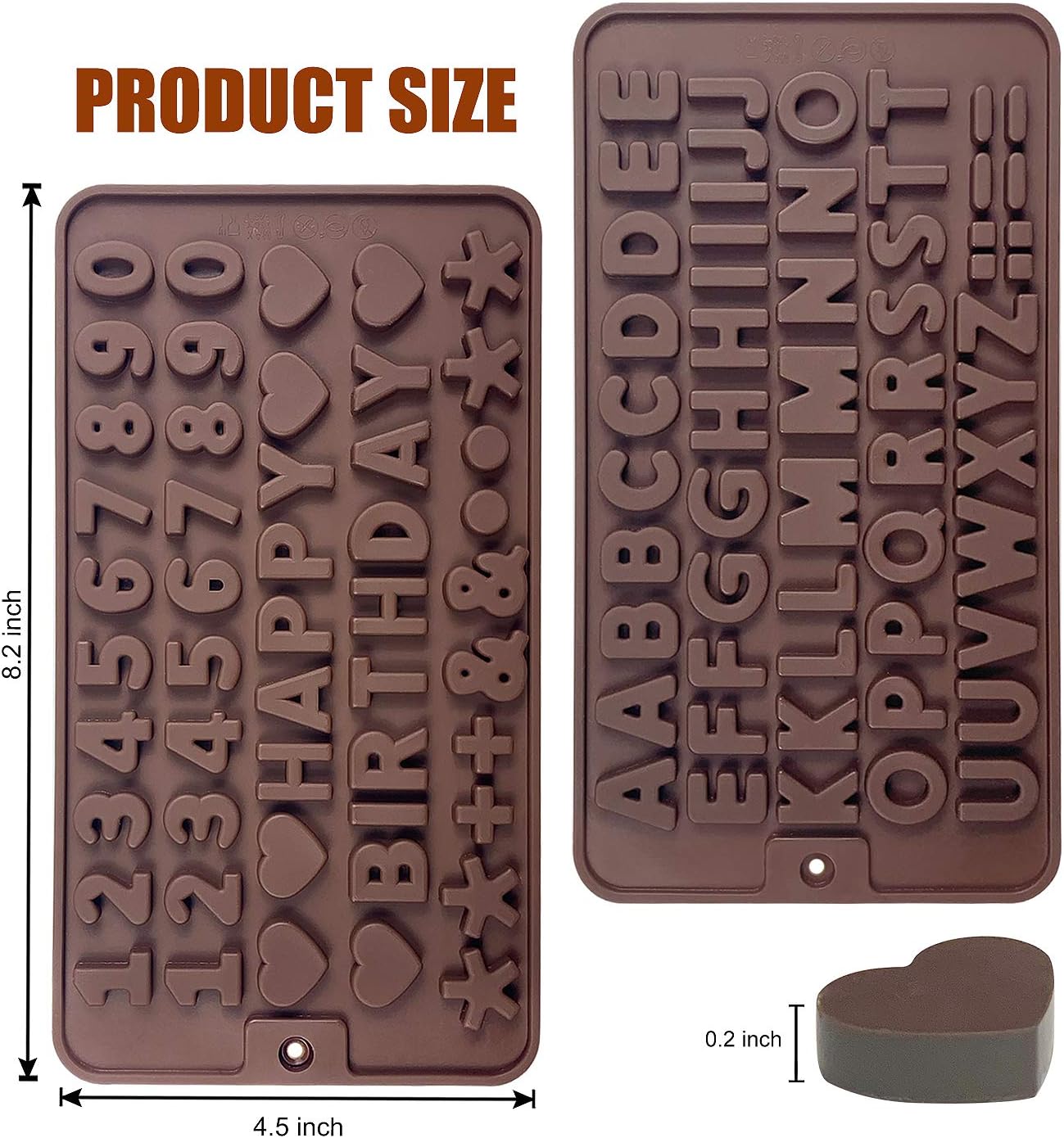 Walfos Molde de silicona para letras y números de chocolate, molde antiadherente para chocolate, hecho de silicona de grado alimenticio, sin BPA,