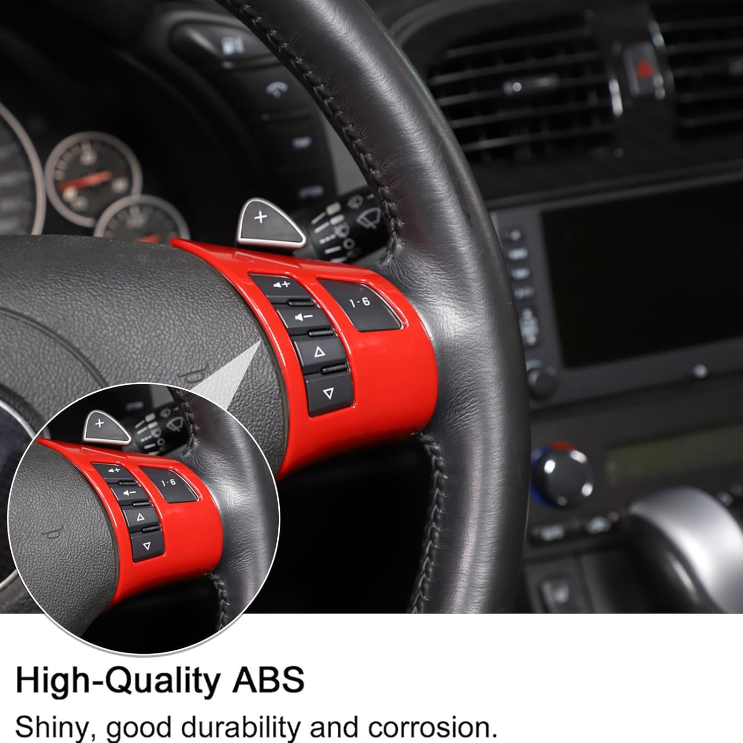 Cubierta del marco del botón del volante de automóvil para Corvette C6 Z06 ZR1 2005-2013 Accesorios de interior Calcomanía, calcomanías de estilo