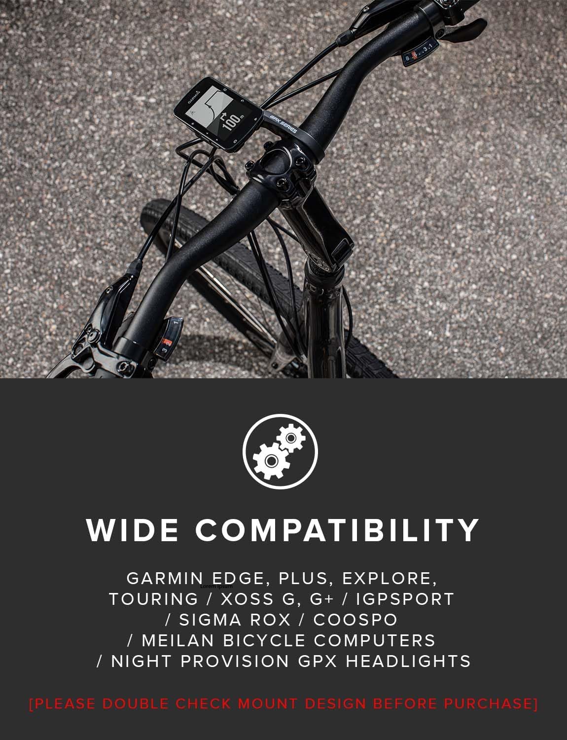 Night Provision GPX Series – Soporte para computadora para bicicleta Garmin Plus, Explore, Touring XOSS G, G+ iGPSPORT manillar delantero de 1.252