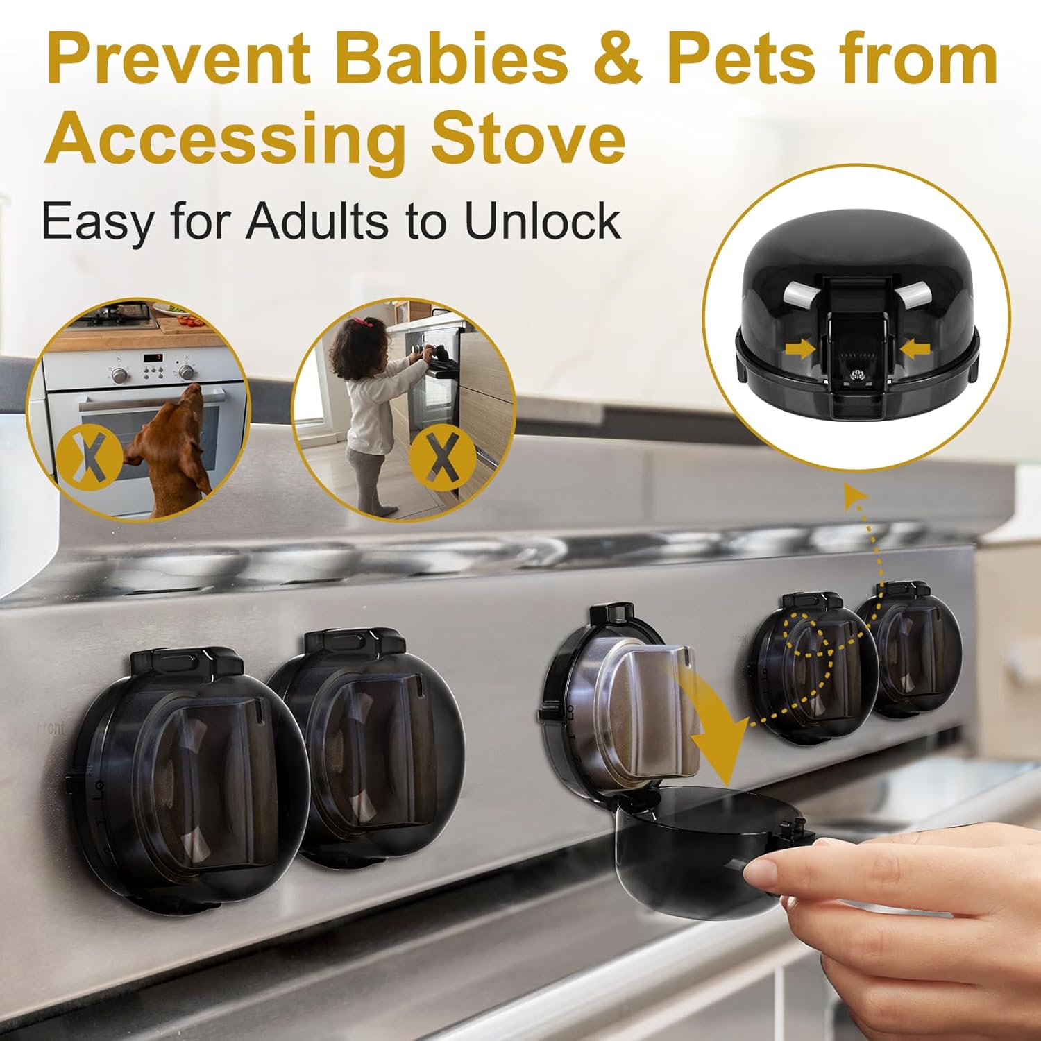 Paquete de 5 fundas para pomos de estufa para seguridad infantil, fundas para pomos de estufa de gas de tamaño universal con adhesivo, resistentes